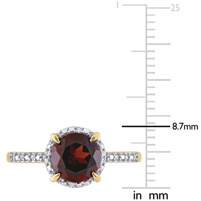 Mimi & Max Garnet Halo Ring With Diamonds In 10k Yellow Gold In Red