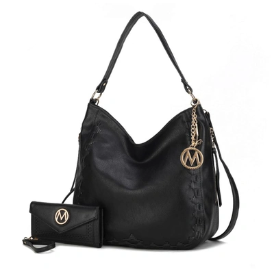 Mkf Collection By Mia K Lucille Shoulder Handabag And Wallet- 2 Pieces In Black