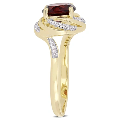 Mimi & Max 2 1/7 Ct Tgw Garnet White Topaz And Diamond Swirl Ring In Yellow Plated Sterling Silver In Red
