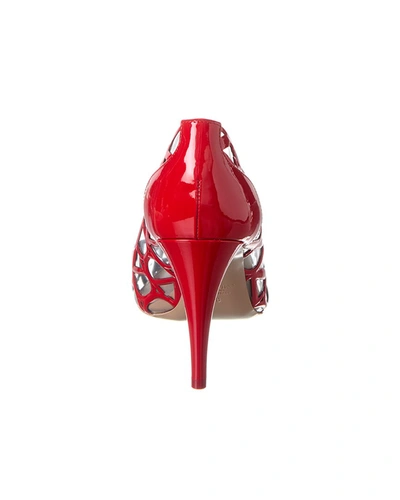 Shop Valentino Vlogo 90 Vinyl & Patent Pump In Red