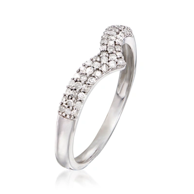 Ross-simons Diamond Chevron Ring In Sterling Silver