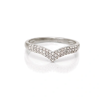 Ross-simons Diamond Chevron Ring In Sterling Silver