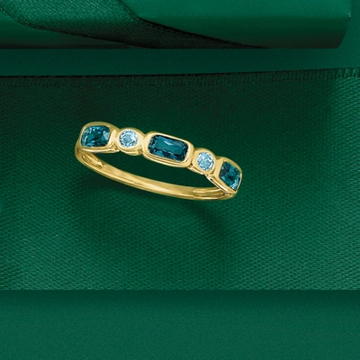 Ross-simons London And Sky Blue Topaz Ring In 14kt Yellow Gold