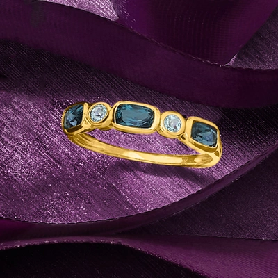 Ross-simons London And Sky Blue Topaz Ring In 14kt Yellow Gold