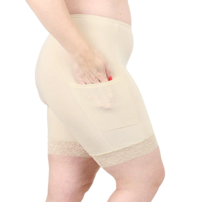 Undersummers By Carrierae Fusion Moisture Wicking Anti Chafing Shortlette Slipshort 9" In Beige