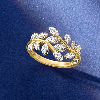 Ross-simons Diamond Vine Ring In 18kt Gold Over Sterling In Gold