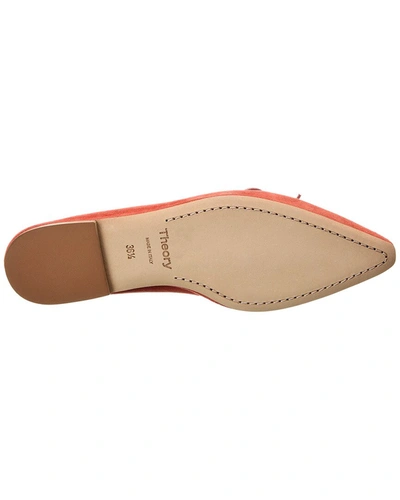 Shop Theory Pleated Suede Ballet Flat In Pink