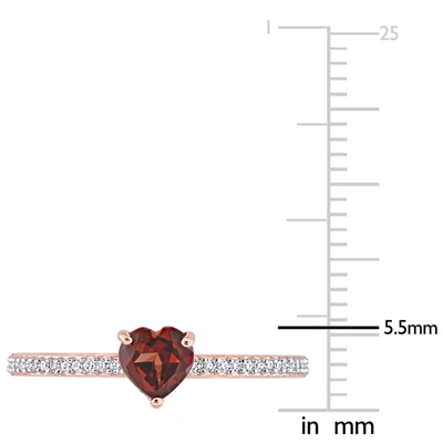 Mimi & Max 1/2 Ct Tgw Heart Shaped Garnet And 1/10 Ct Tw Promise Ring In 10k Rose Gold In Red
