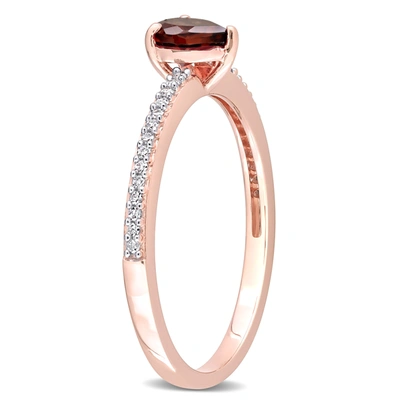 Mimi & Max 1/2 Ct Tgw Heart Shaped Garnet And 1/10 Ct Tw Promise Ring In 10k Rose Gold In Red