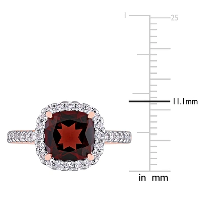 Mimi & Max 4 1/10 Ct Tgw Garnet And White Topaz Halo Ring In 10k Rose Gold In Red