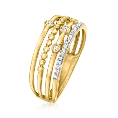 Ross-simons Bezel-set Diamond Multi-row Ring In 14kt Yellow Gold In Silver
