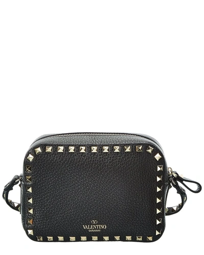 Shop Valentino Rockstud Grainy Leather Camera Bag In Black