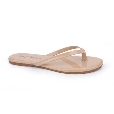 Shop Yosi Samra Rivington Flip Flop In Nude Patent In Beige