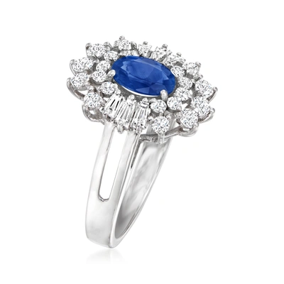 Shop Ross-simons Sapphire And . Diamond Ring In 14kt White Gold In Blue