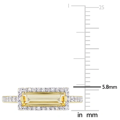 Mimi & Max 1 1/2 Ct Tgw Baguette Cut Citrine And White Sapphire Halo Ring In Yellow Plated Sterling Silver In Silver