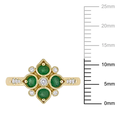 Mimi & Max Women's 1/3ct Tgw Emerald And 1/10ct Tw Diamond Geometric Engagement Ring In 14k Yellow Gold In Green