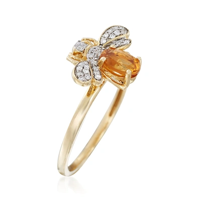 Ross-simons Citrine And . Diamond Bee Ring In 14kt Yellow Gold In Gold