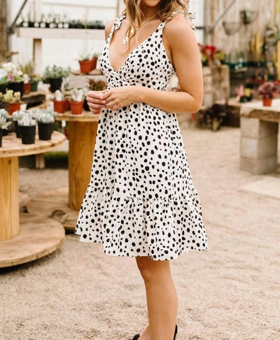 Shop Davi & Dani Darling Dalmatian Spot Dress In White In Beige