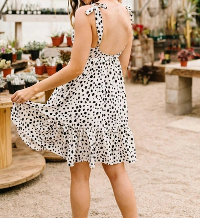 Shop Davi & Dani Darling Dalmatian Spot Dress In White In Beige