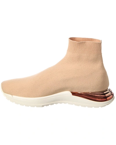 Shop Ferragamo Salvatore  Ninette Knit Sock Sneaker In Beige