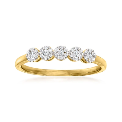 Rs Pure Ross-simons Diamond Cluster Band Ring In 14kt Yellow Gold In White