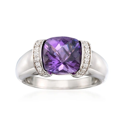 Shop Ross-simons Amethyst And . Cz Ring In Sterling Silver In Purple