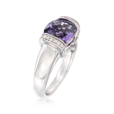 Shop Ross-simons Amethyst And . Cz Ring In Sterling Silver In Purple