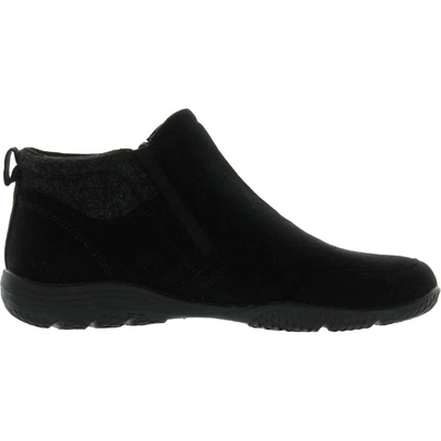 Shop Easy Spirit Balsim2 Womens Faux Suede Flat Ankle Boots In Black