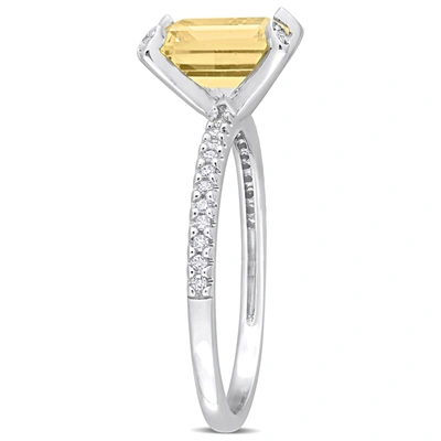 Mimi & Max 1 1/2 Ct Tgw Citrine And 1/10 Ct Tw Diamond Octagon Ring In 10k White Gold In Gold