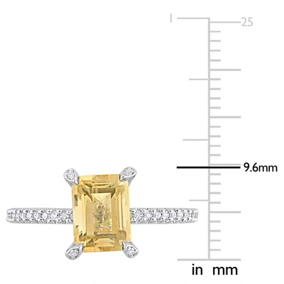 Mimi & Max 1 1/2 Ct Tgw Citrine And 1/10 Ct Tw Diamond Octagon Ring In 10k White Gold In Gold