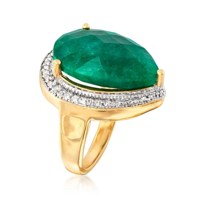 Ross-simons Emerald And . White Topaz Ring In 18kt Gold Over Sterling In Green