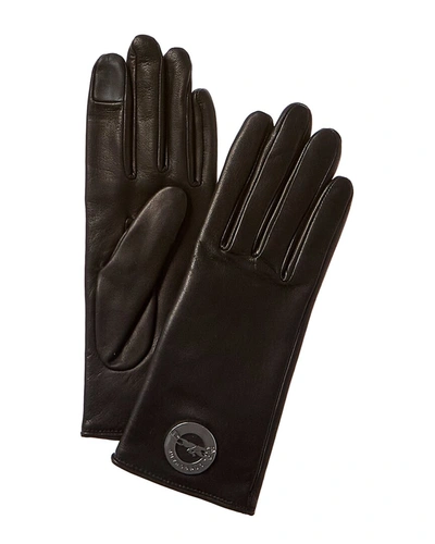 Shop Longchamp Alpaca-lined Leather Gloves In Black