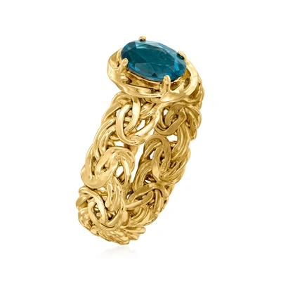 Shop Ross-simons London Blue Topaz Byzantine Ring In 14kt Yellow Gold In Multi