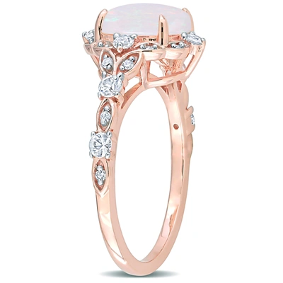 Shop Mimi & Max 4/5 Ct Tgw Opal White Sapphire And Diamond Accent Vintage Style Ring In 10k Rose Gold In Purple