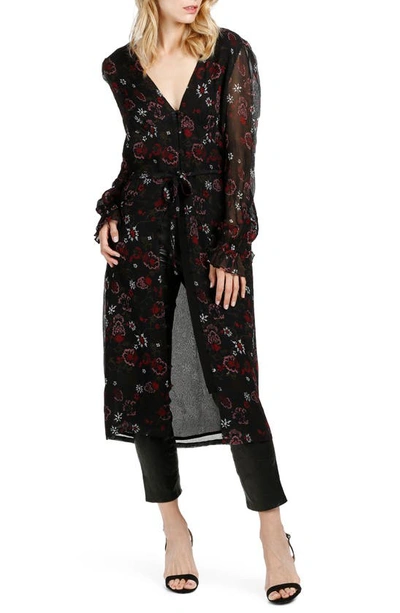 Shop Paige Lilou Floral Midi Dress In Black / Mauve Wine