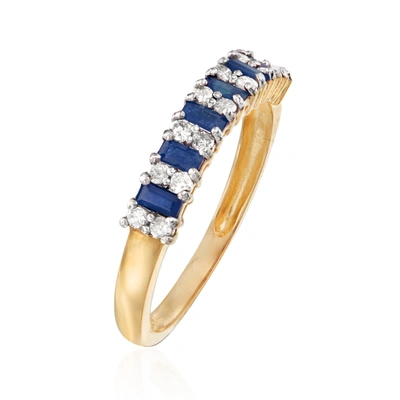 Ross-simons Sapphire And . Diamond Ring In 14kt Yellow Gold