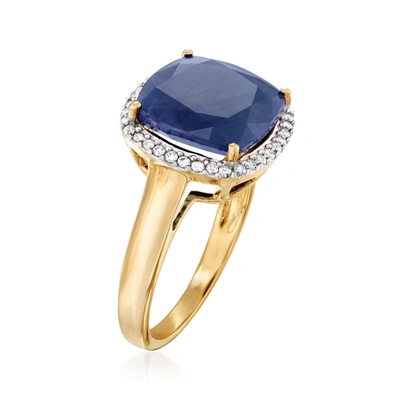 Ross-simons Sapphire And . Diamond Ring In 14kt Yellow Gold In Blue