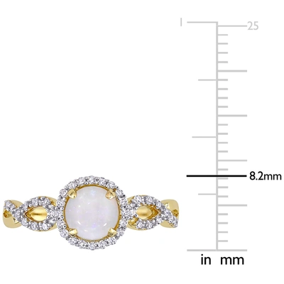 Mimi & Max 1/2 Ct Tgw Opal And 1/6 Ct Tw Diamond Circular Infinity Ring In 10k Yellow Gold In Yellow