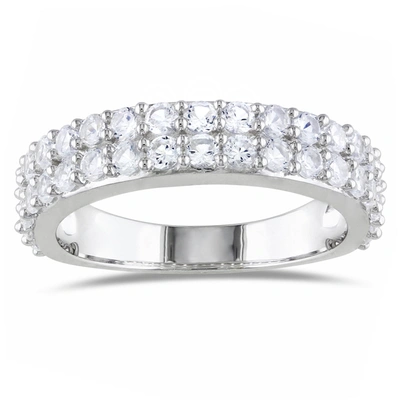 Mimi & Max 1 7/8ct Tgw Created White Sapphire Double Row Ring In Sterling Silver In Silver
