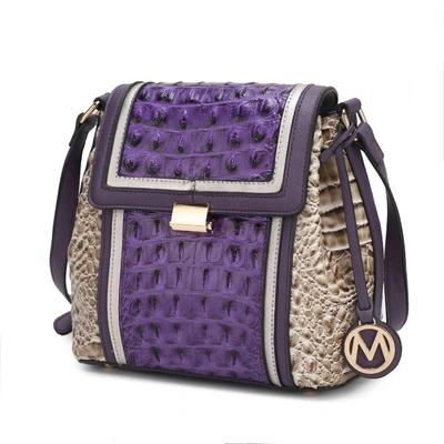 Mkf Collection By Mia K Jamilah Vegan Leather Croco Crossbody Handbag In Purple