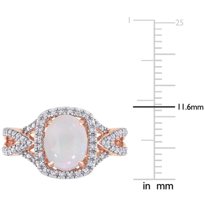 Mimi & Max 1 Ct Tgw Opal And 1/6 Ct Tw Diamond Oval Split Shank Ring In 10k Rose Gold In Pink