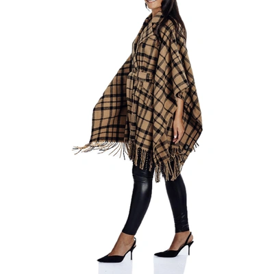 Shop Kathy Ireland Womens Plaid Double-breasted Wrap Coat In Brown