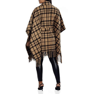 Shop Kathy Ireland Womens Plaid Double-breasted Wrap Coat In Brown