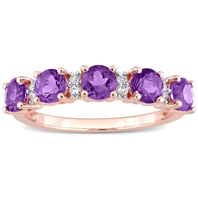 Mimi & Max 1 3/5 Ct Tgw Amethyst-africa And White Topaz Semi Eternity Ring In Purple