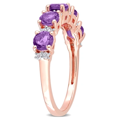 Mimi & Max 1 3/5 Ct Tgw Amethyst-africa And White Topaz Semi Eternity Ring In Purple