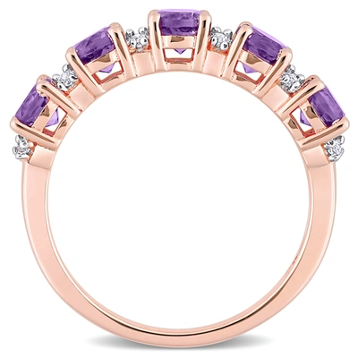 Mimi & Max 1 3/5 Ct Tgw Amethyst-africa And White Topaz Semi Eternity Ring In Purple