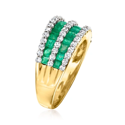 Ross-simons Emerald And . Diamond Multi-row Dome Ring In 14kt Yellow Gold In Multi