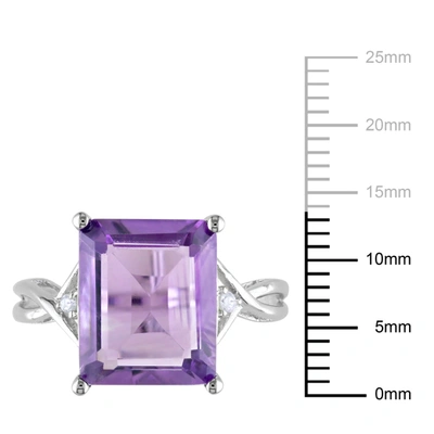 Mimi & Max 5 7/8 Ct Tgw Emerald Cut Amethyst White Topaz Ring In Sterling Silver In Purple