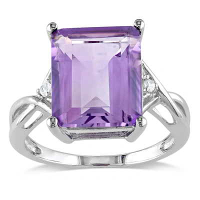 Mimi & Max 5 7/8 Ct Tgw Emerald Cut Amethyst White Topaz Ring In Sterling Silver In Purple