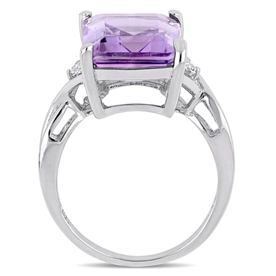 Mimi & Max 5 7/8 Ct Tgw Emerald Cut Amethyst White Topaz Ring In Sterling Silver In Purple